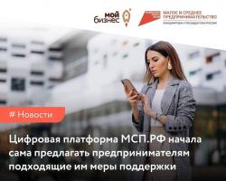Цифровая платформа МСП.РФ начала сама предлагать предпринимателям подходящие им меры поддержки